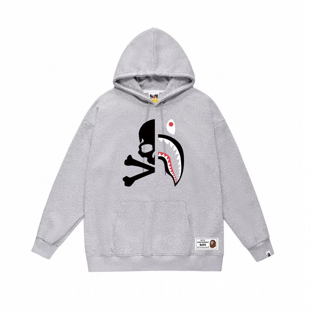 BAPE Split Skull & Shark Face Graphic Pullover Hoodie
