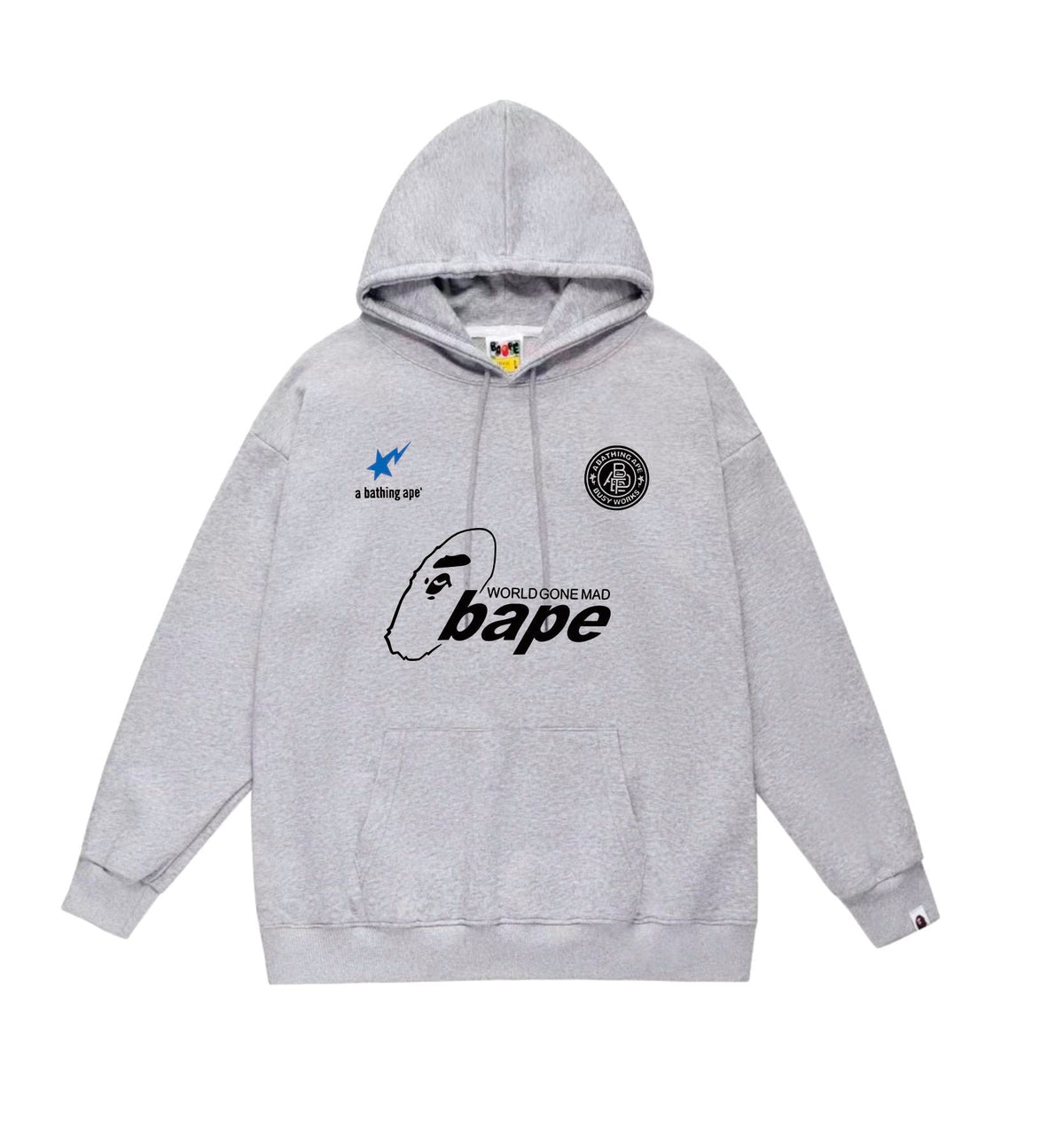 BAPE World Gone Mad Logo & Shooting Star Pullover Hoodie