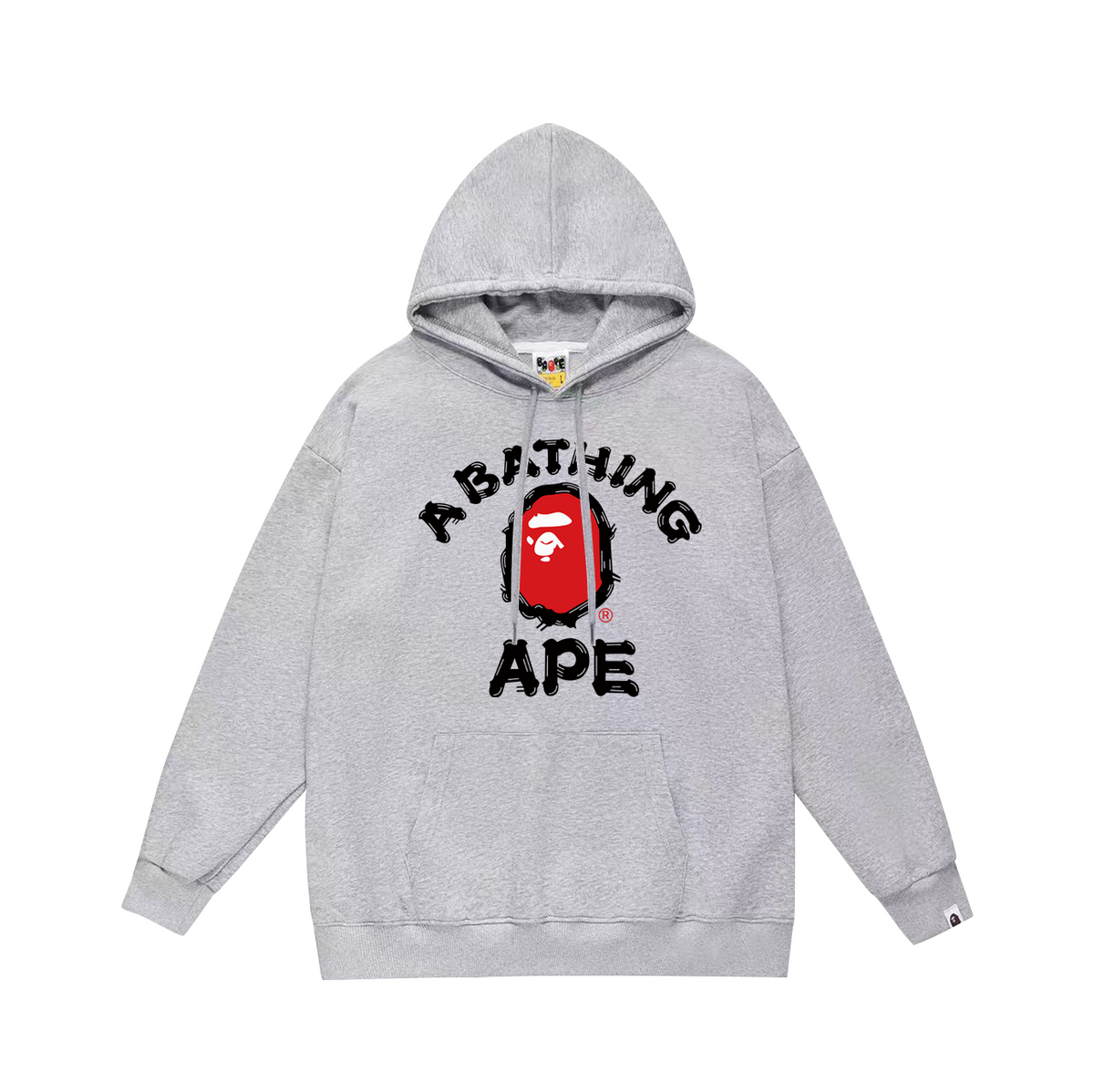 BAPE Red Ape Head Sketch-Style Logo Pullover Hoodie
