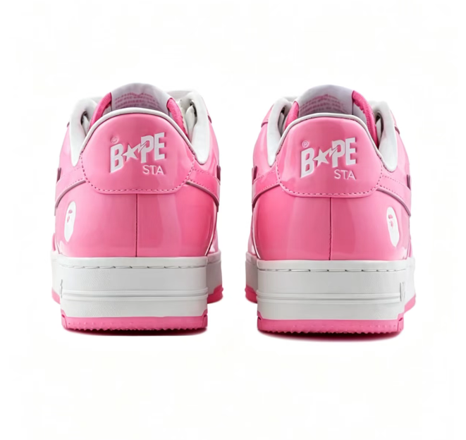 BAPE STA Pink & White Star Low-Top Sneakers