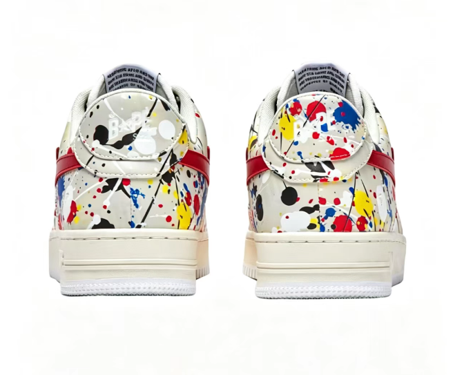 BAPE STA Multicolor Paint Splatter & Red Star Low-Top Sneakers