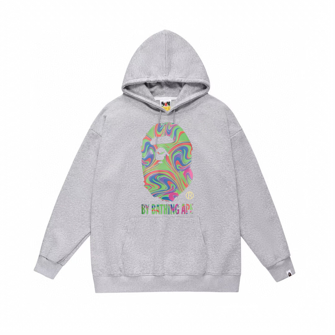 BAPE Multicolor Marble-Swirl Ape Head Pullover Hoodie