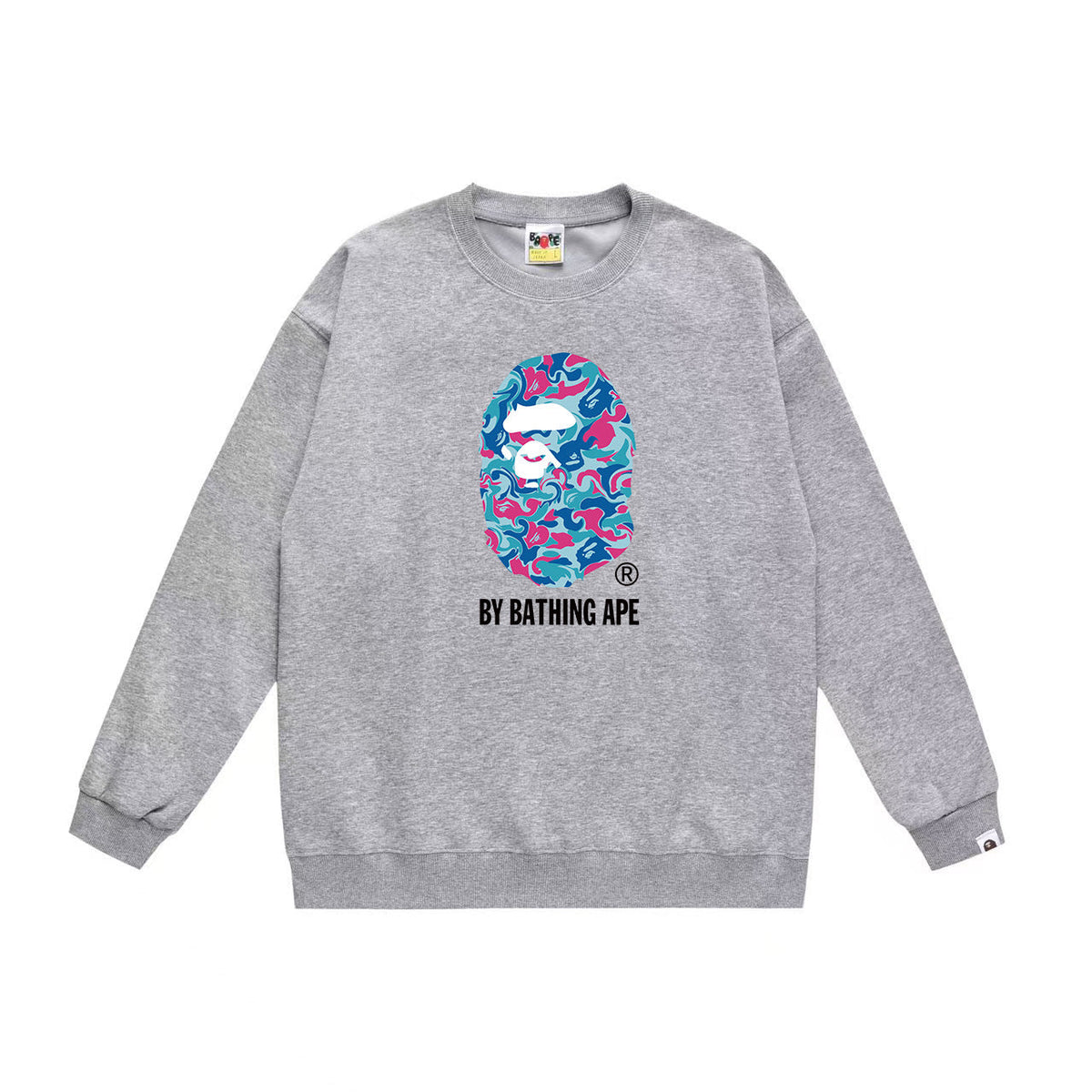BAPE Blue & Pink Camo Ape Head Crew-Neck Sweatshirt