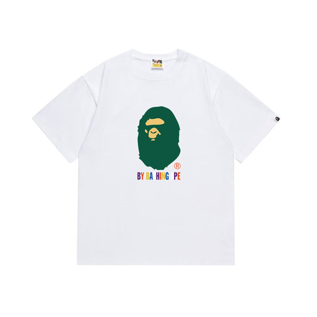 BAPE Green Ape Head & Multicolor Lettering Graphic T-Shirt