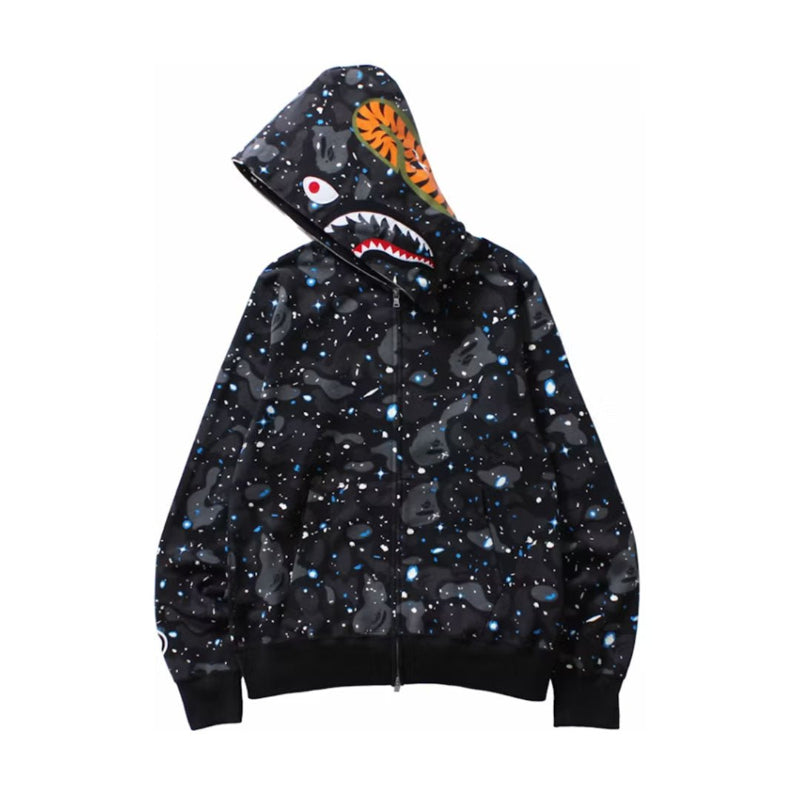 BAPE Black Galaxy Camo Shark Full-Zip Hoodie | WGM Hood