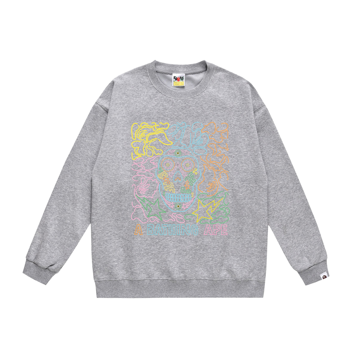 BAPE Multicolor Skull Graphic Crew-Neck Sweatshirt