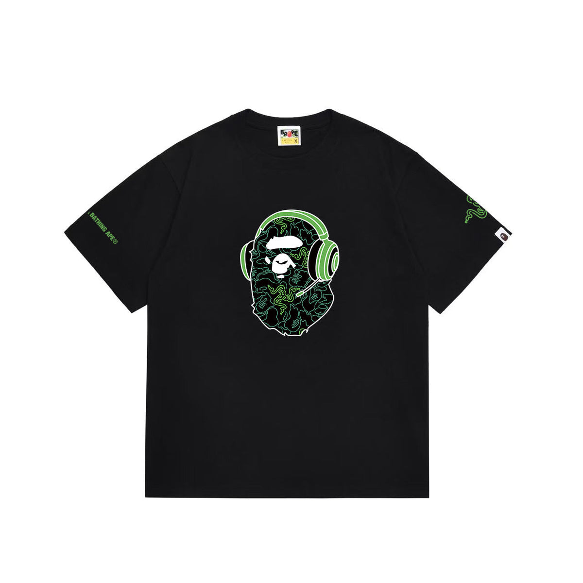 BAPE Green Gaming Headset Ape Head Graphic T-Shirt