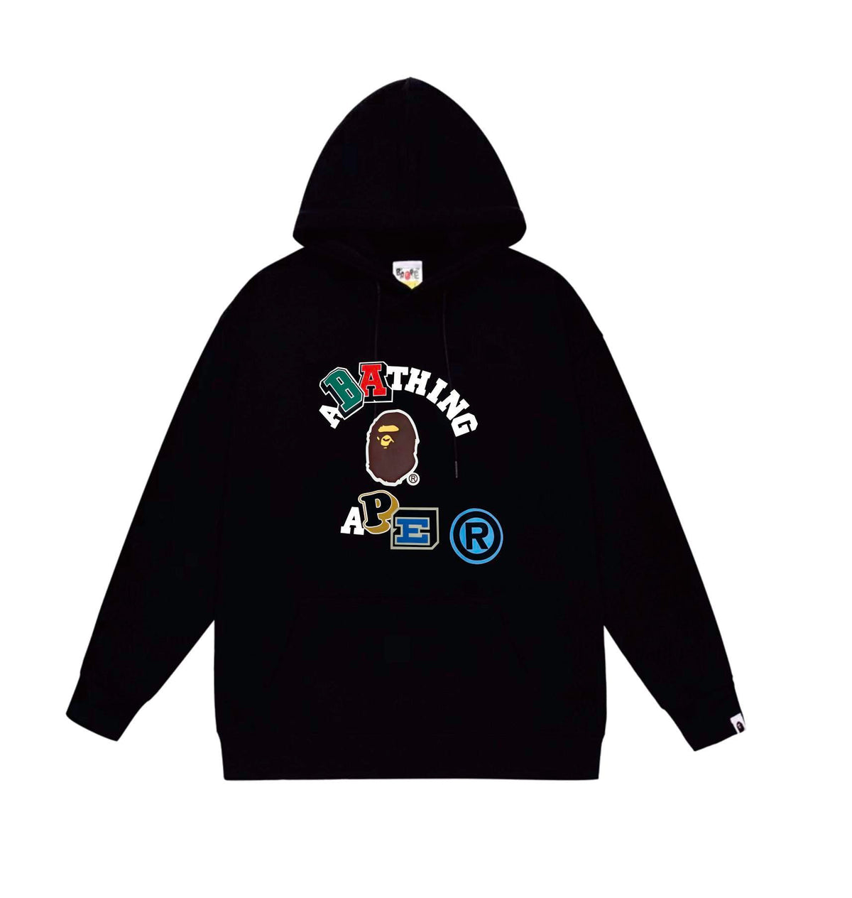 BAPE Mixed Varsity Lettering Ape Head Pullover Hoodie