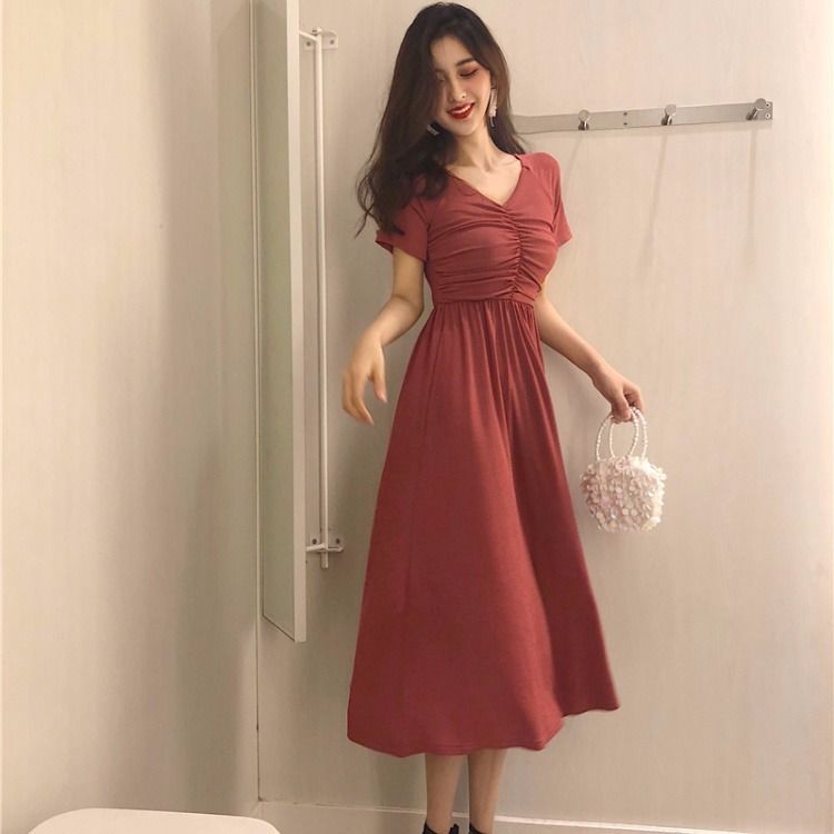 Valentine's Day Dress Spring and Summer Short Sleeve Slim Dress for Women