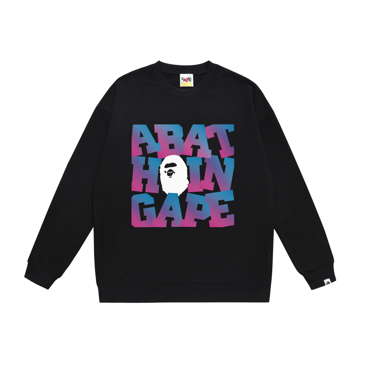 BAPE Gradient Lettering Ape Head Crew-Neck Sweatshirt