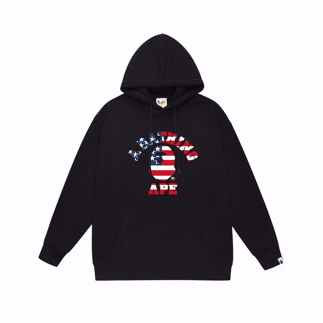 BAPE Stars & Stripes College Logo Pullover Hoodie