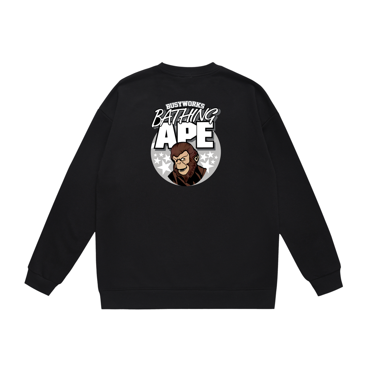 BAPE Busy Works Ape Character Graphic Crew-Neck Sweatshirt