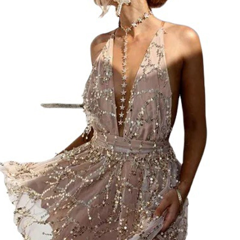 Valentine's Day Dress Sexy Backless Sequins