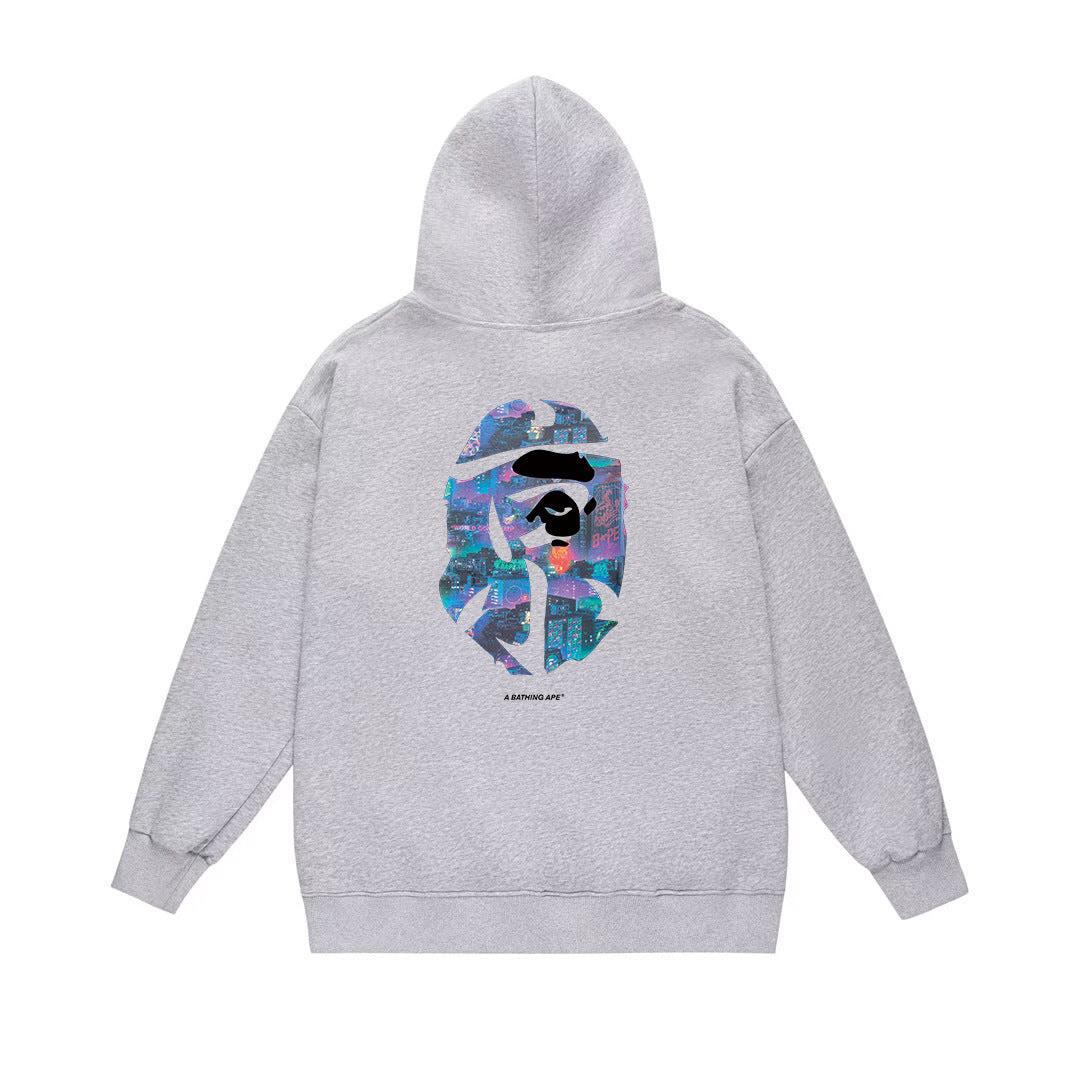BAPE Neon City Collage Ape Head Pullover Hoodie