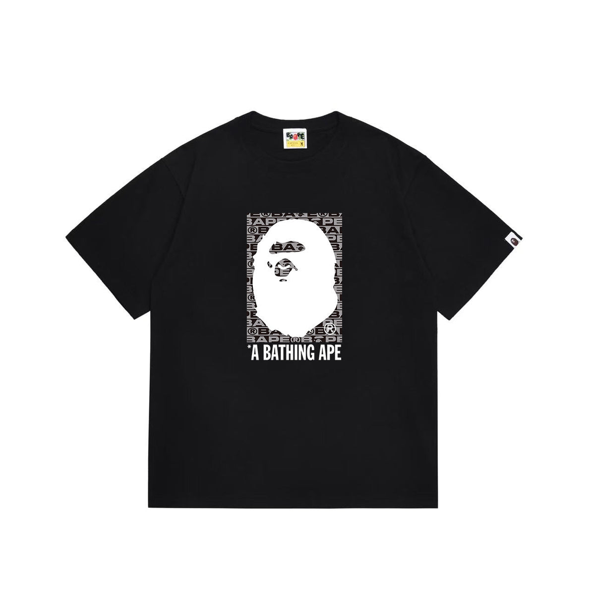 BAPE Repeating Lettering Box & White Ape Head Graphic T-Shirt