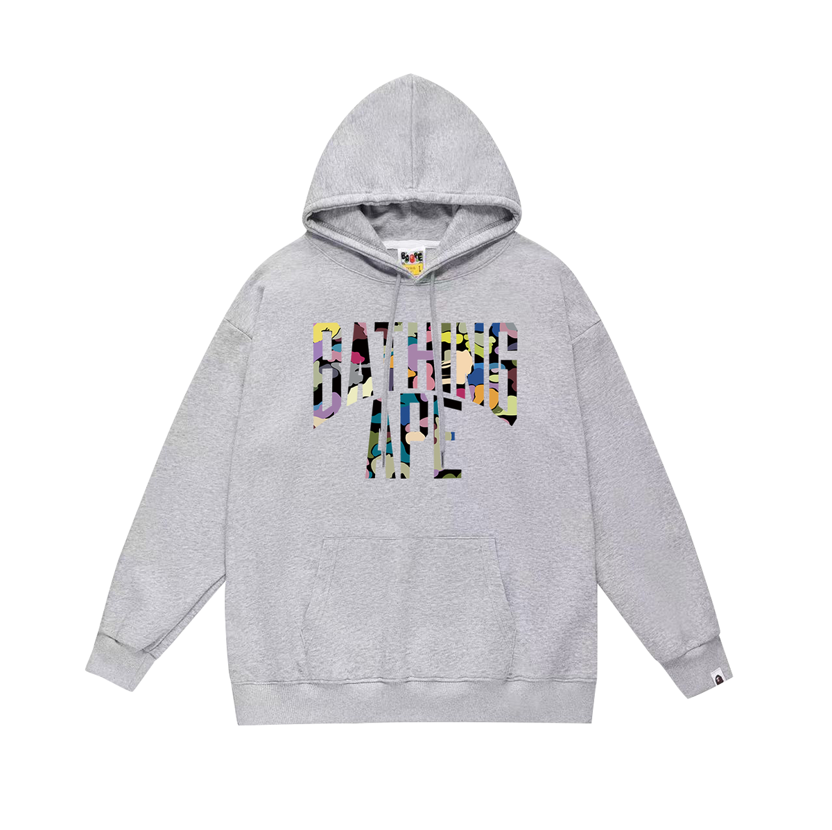 BAPE Multicolor Camo Bathing Ape Lettering Pullover Hoodie