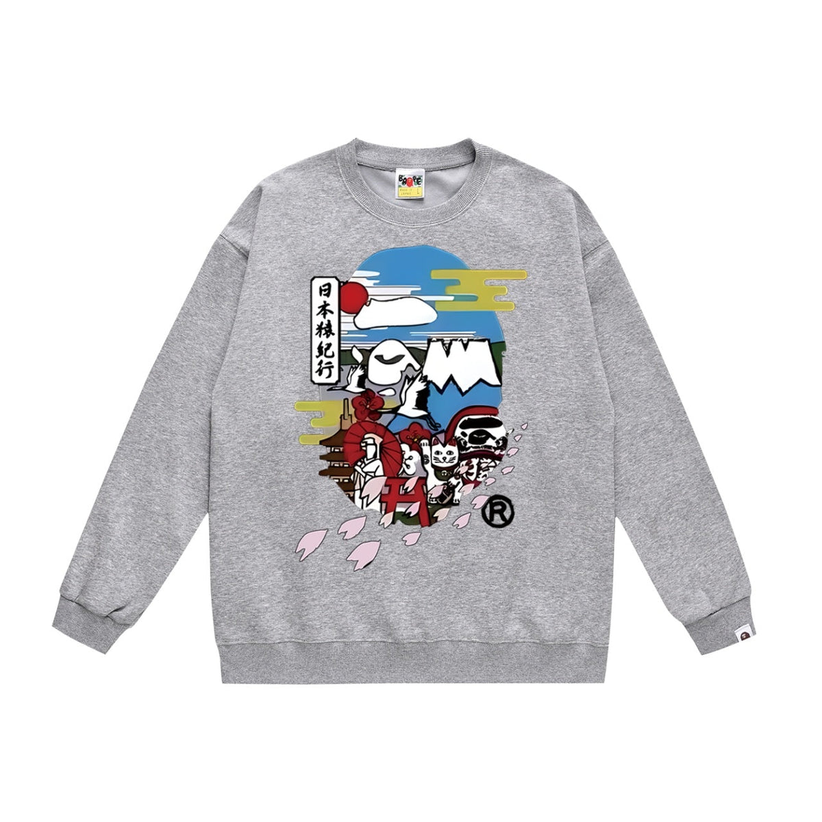 BAPE Japan Travel Collage Ape Head Crew-Neck Sweatshirt