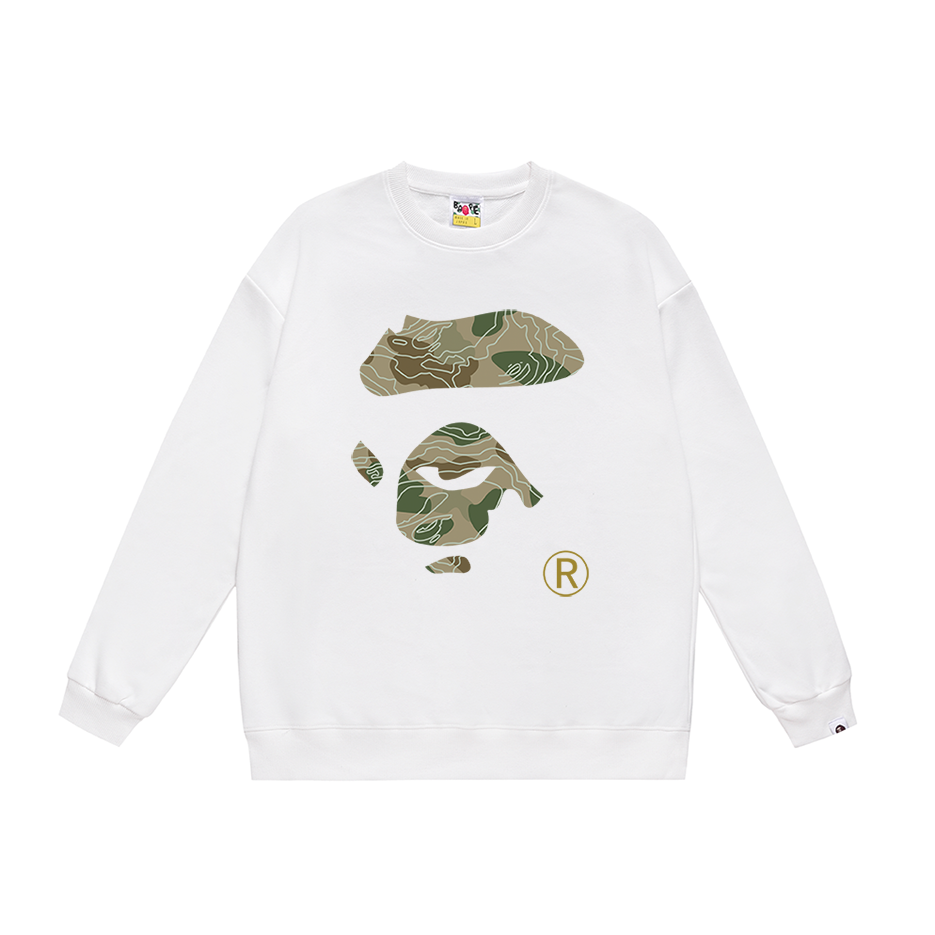 BAPE Topographic Camo Ape Face Crew-Neck Sweatshirt