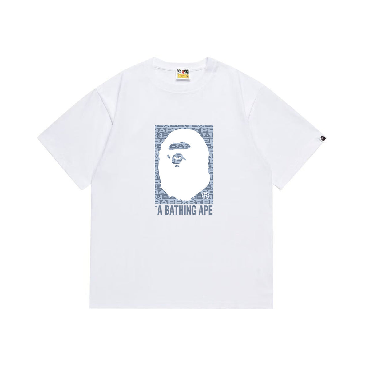 BAPE Repeating Lettering Box & White Ape Head Graphic T-Shirt