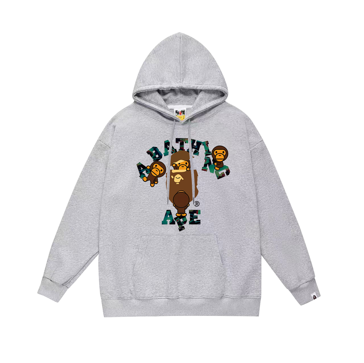 BAPE Baby Milo Ape Head & Camo Lettering Pullover Hoodie