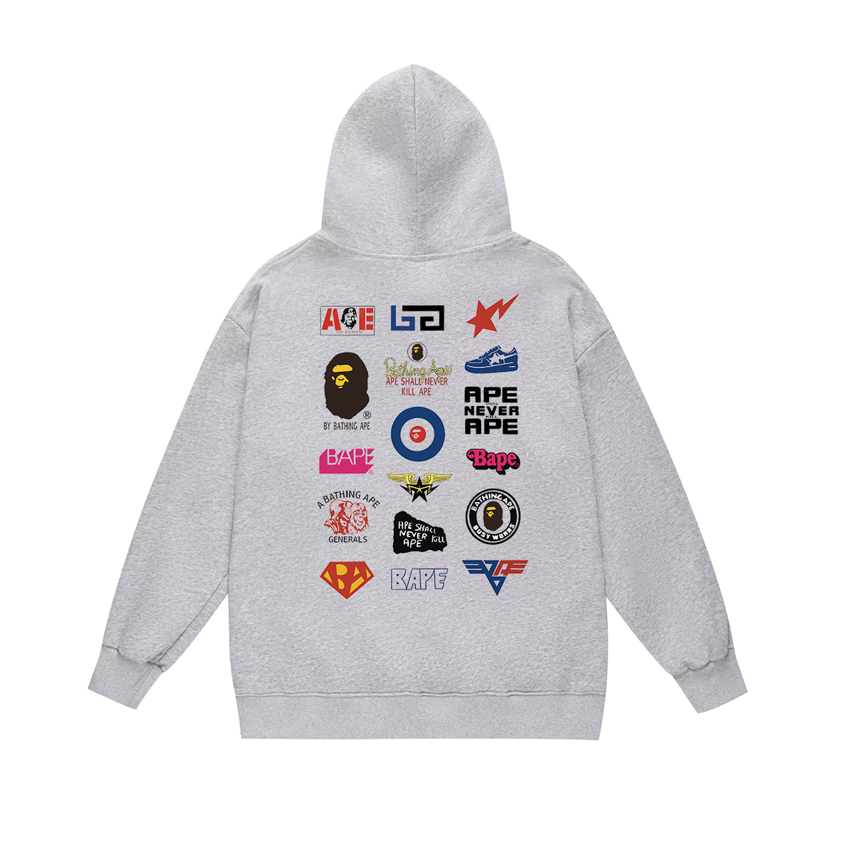 BAPE Ape Head & Multicolor Logo Collage Pullover Hoodie