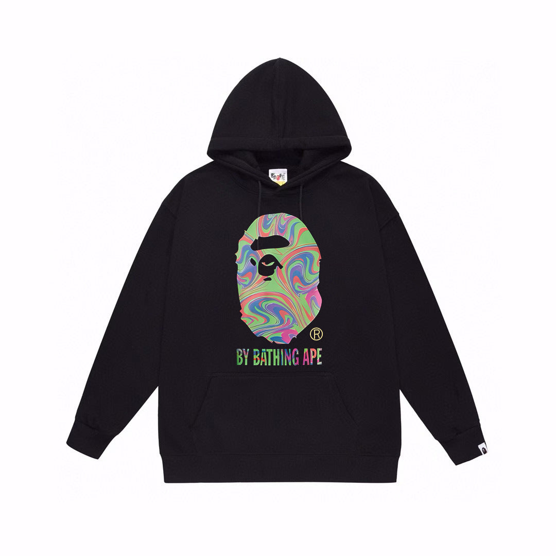 BAPE Multicolor Marble-Swirl Ape Head Pullover Hoodie