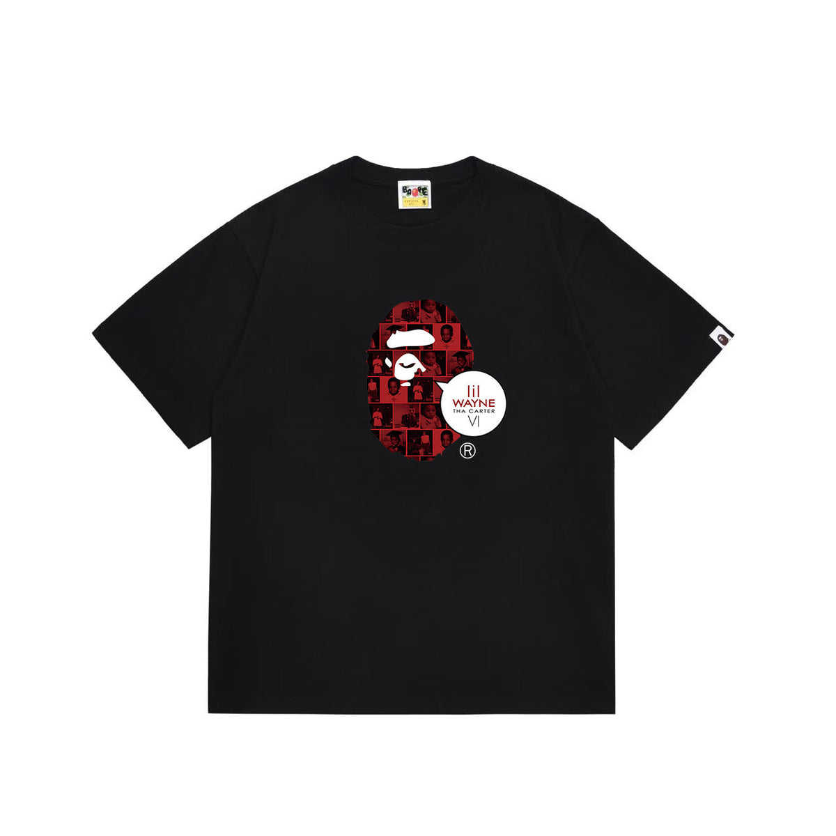 BAPE Red Collage Ape Head T-Shirt | Lil Wayne Tha Carter VI Lettering