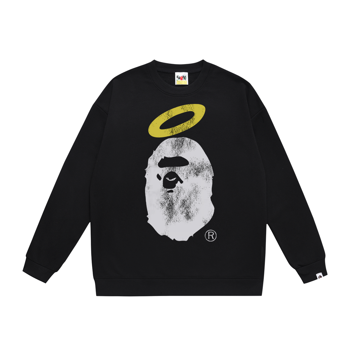 BAPE Halo Ape Head Distressed-Effect Crew-Neck Sweatshirt