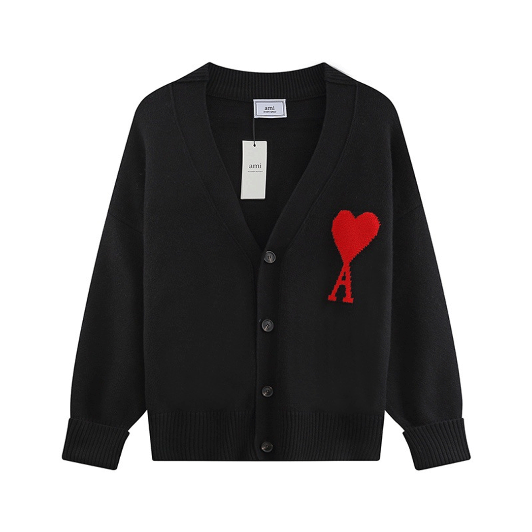 Valentine's Day Jacket Ami Cardigan Sweater Jacquard Love a Men's and Women's Couple Coat