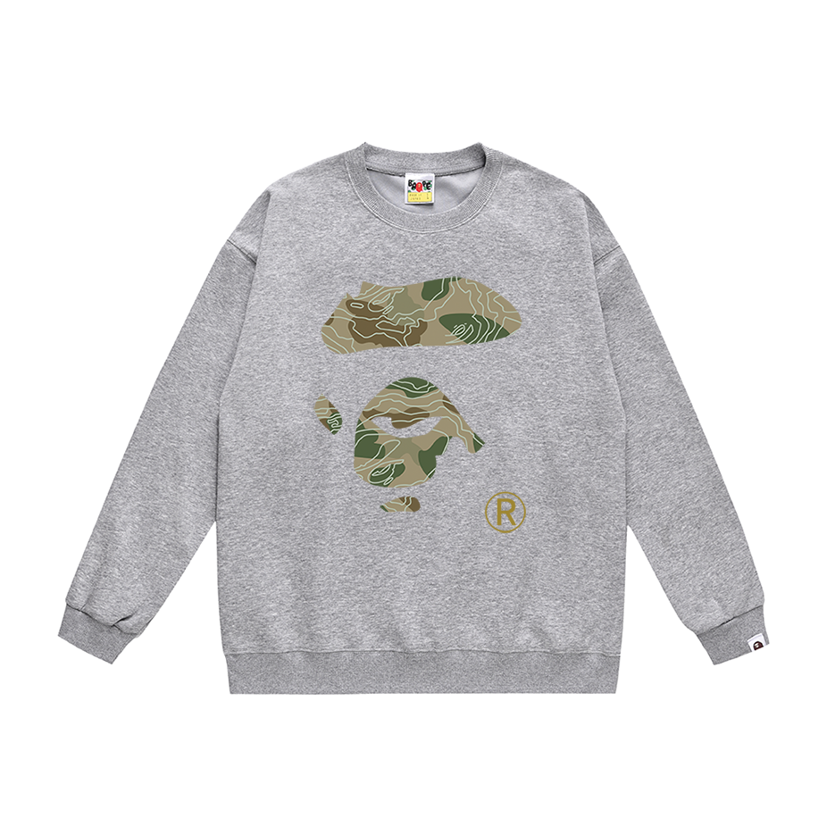 BAPE Topographic Camo Ape Face Crew-Neck Sweatshirt