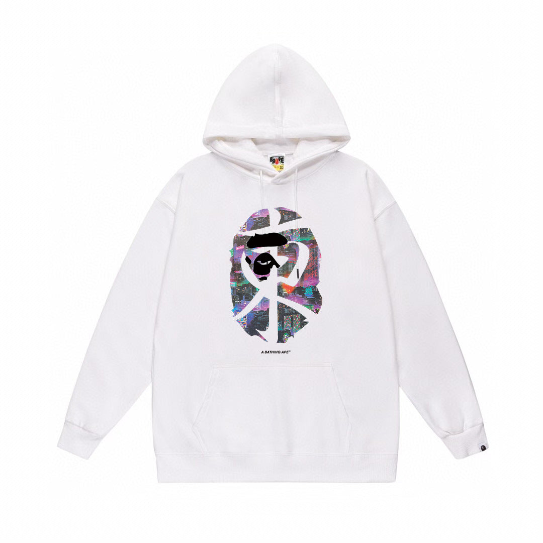 BAPE Neon City Collage Ape Head Pullover Hoodie