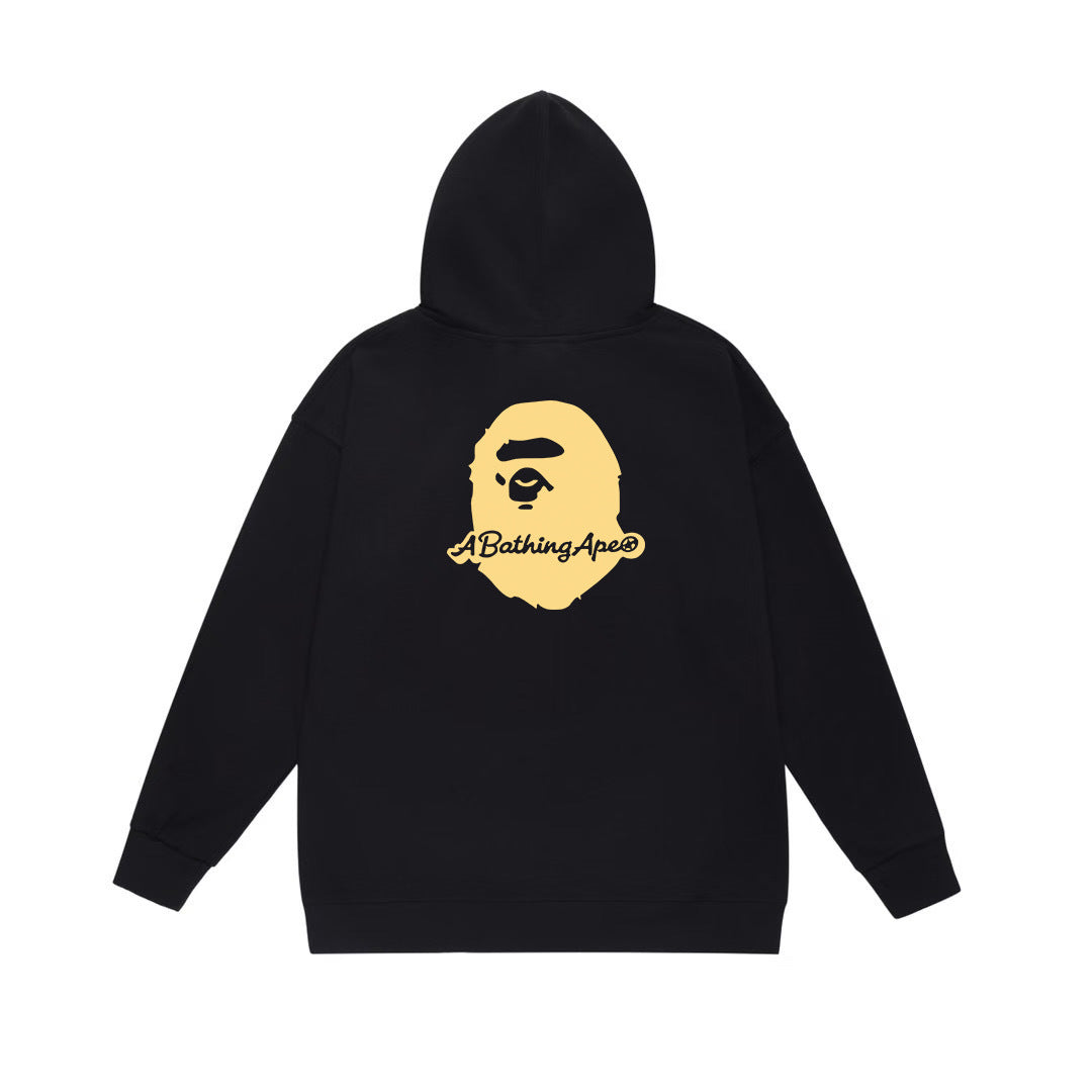 BAPE Yellow Varsity Logo & Blue Star Pullover Hoodie