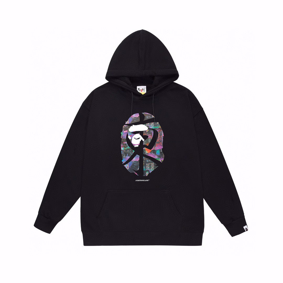BAPE Neon City Collage Ape Head Pullover Hoodie
