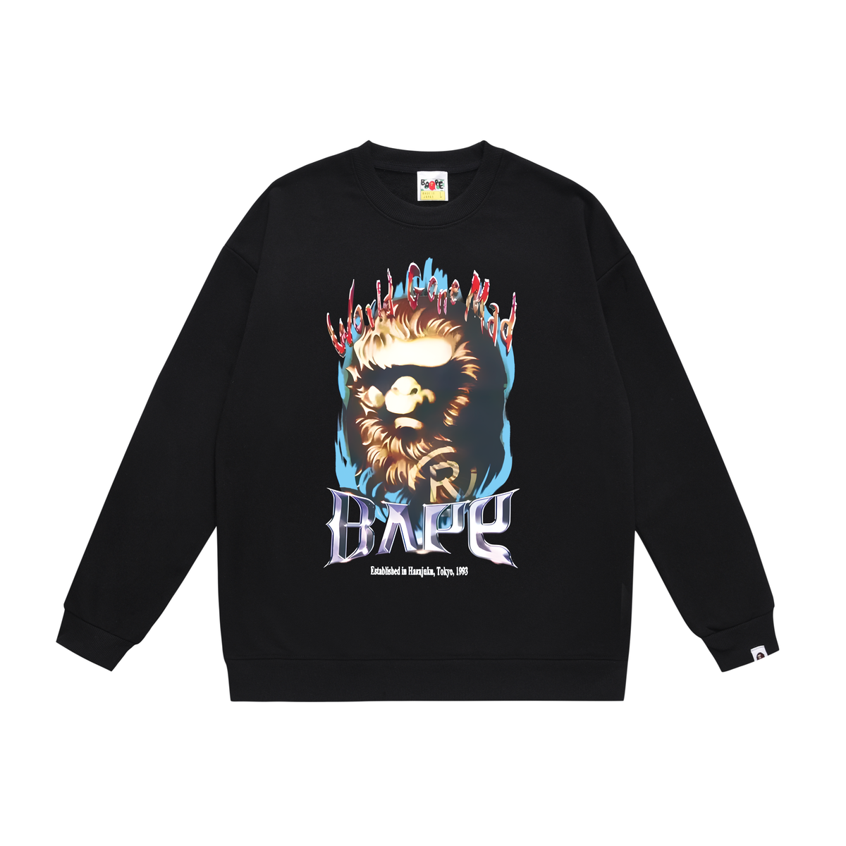 BAPE Ape Head Flame Graphic Crew-Neck Sweatshirt