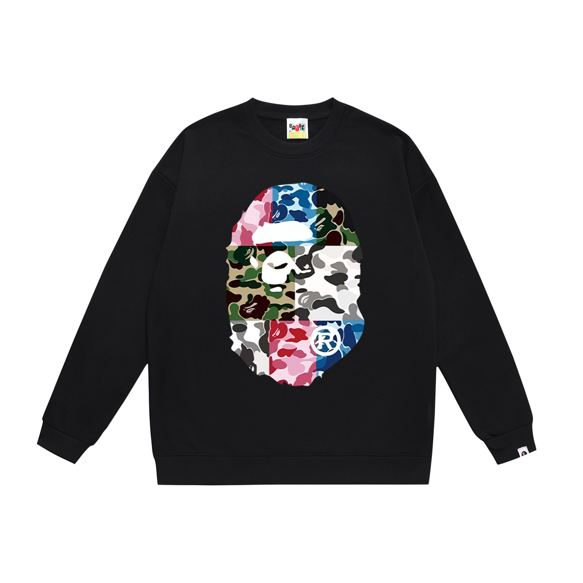 BAPE Patchwork-Style Camo Ape Head Crew-Neck Sweatshirt
