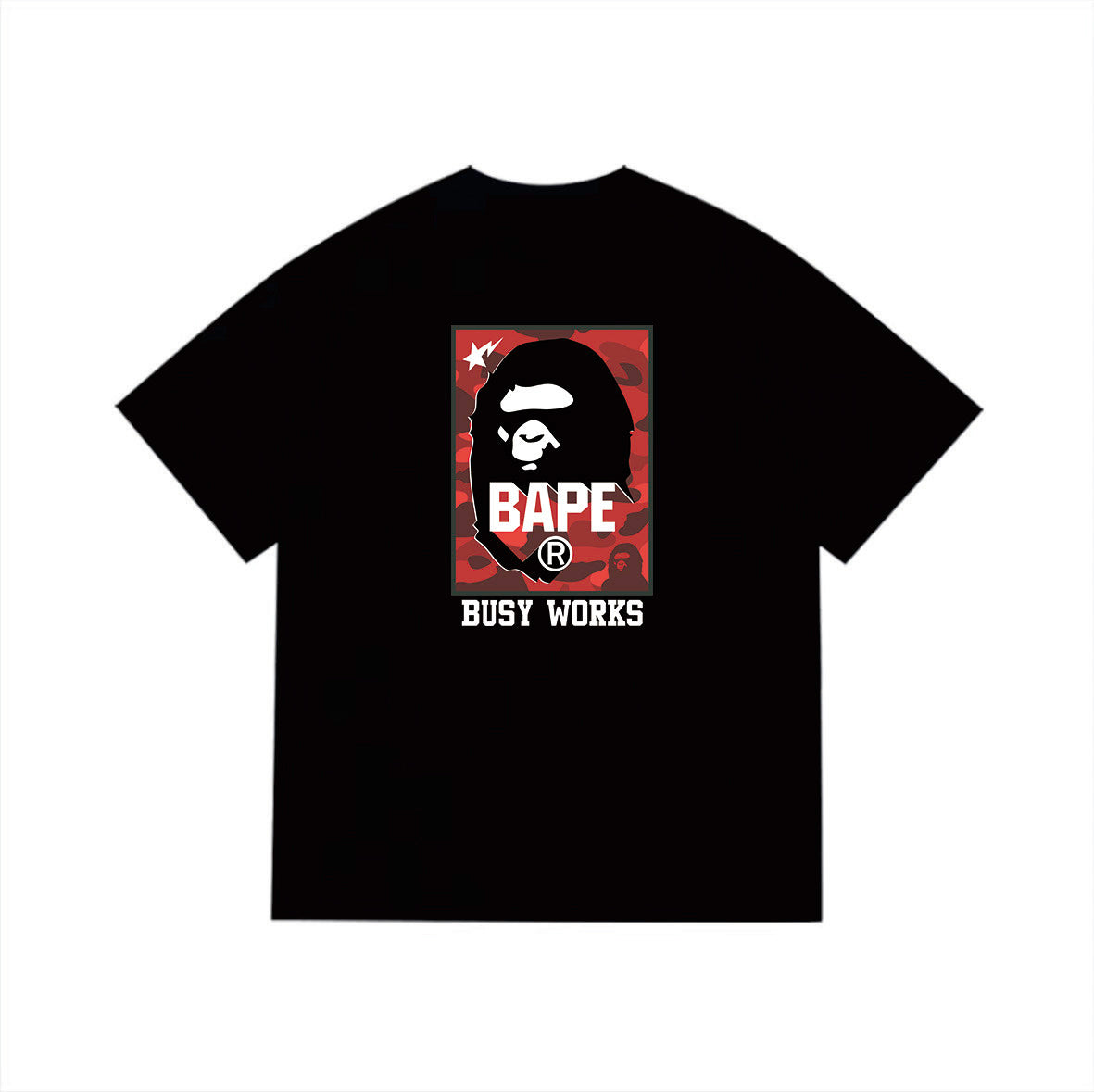BAPE Busy Works Red Camo Back Graphic T-Shirt