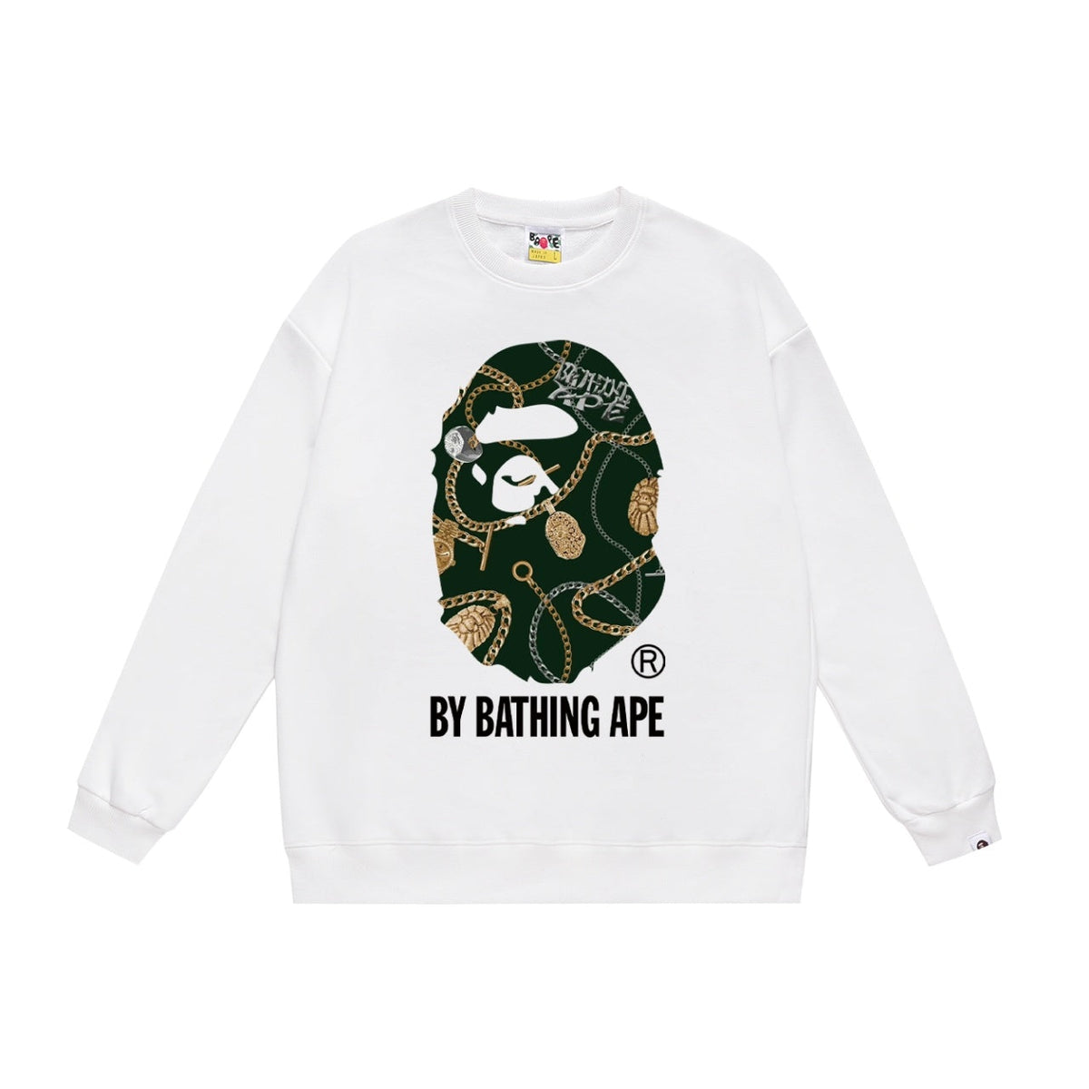 BAPE Chain & Medallion Ape Head Crew-Neck Sweatshirt