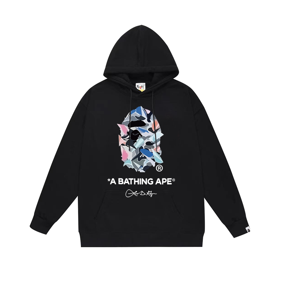 BAPE Pastel Abstract Ape Head Graphic Pullover Hoodie
