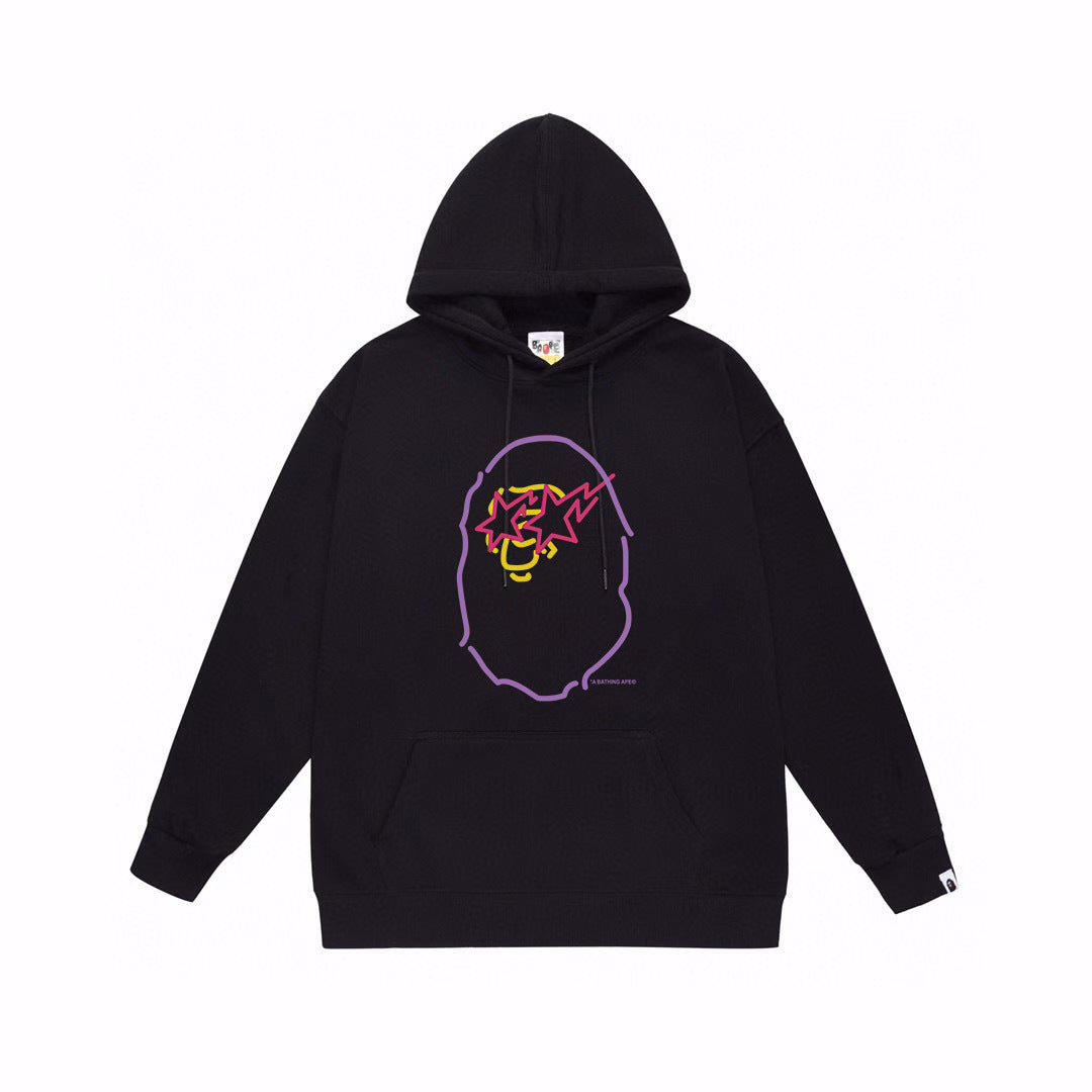BAPE Neon-Style Star-Eye Ape Head Pullover Hoodie