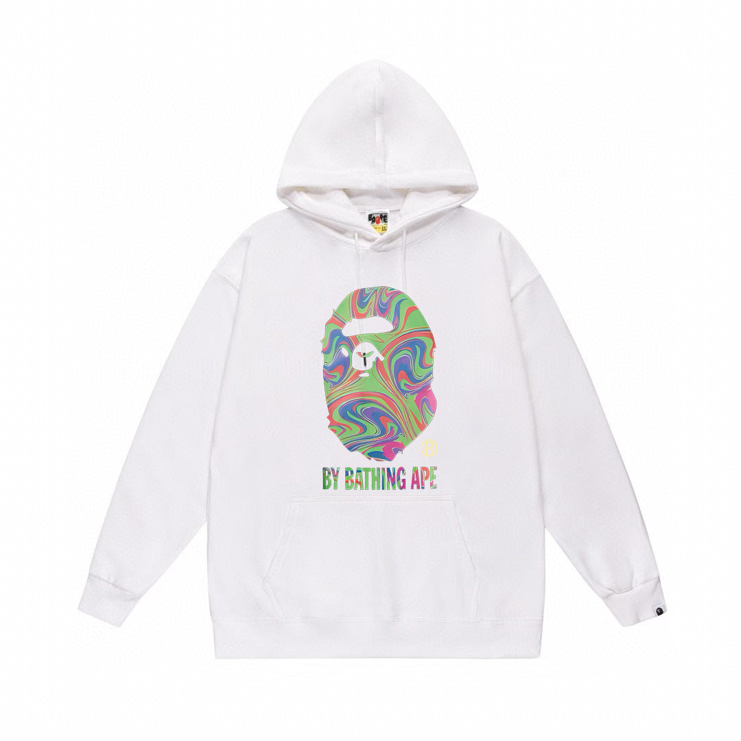 BAPE Multicolor Marble-Swirl Ape Head Pullover Hoodie