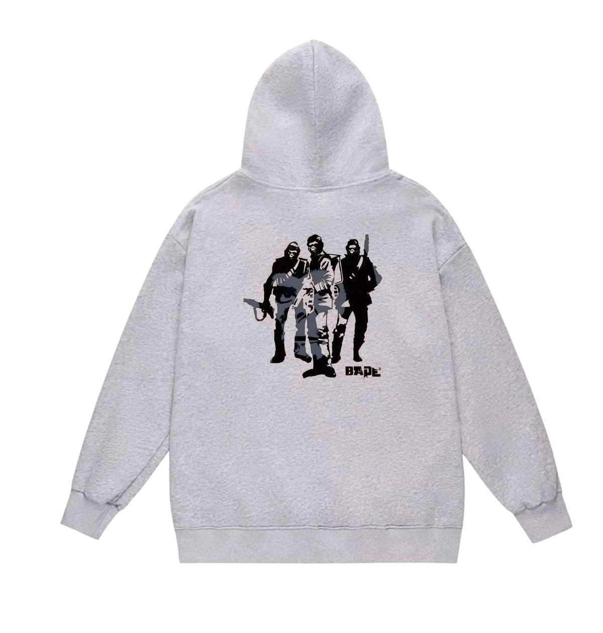BAPE Distressed-Effect Logo & Ape Soldier Graphic Hoodie