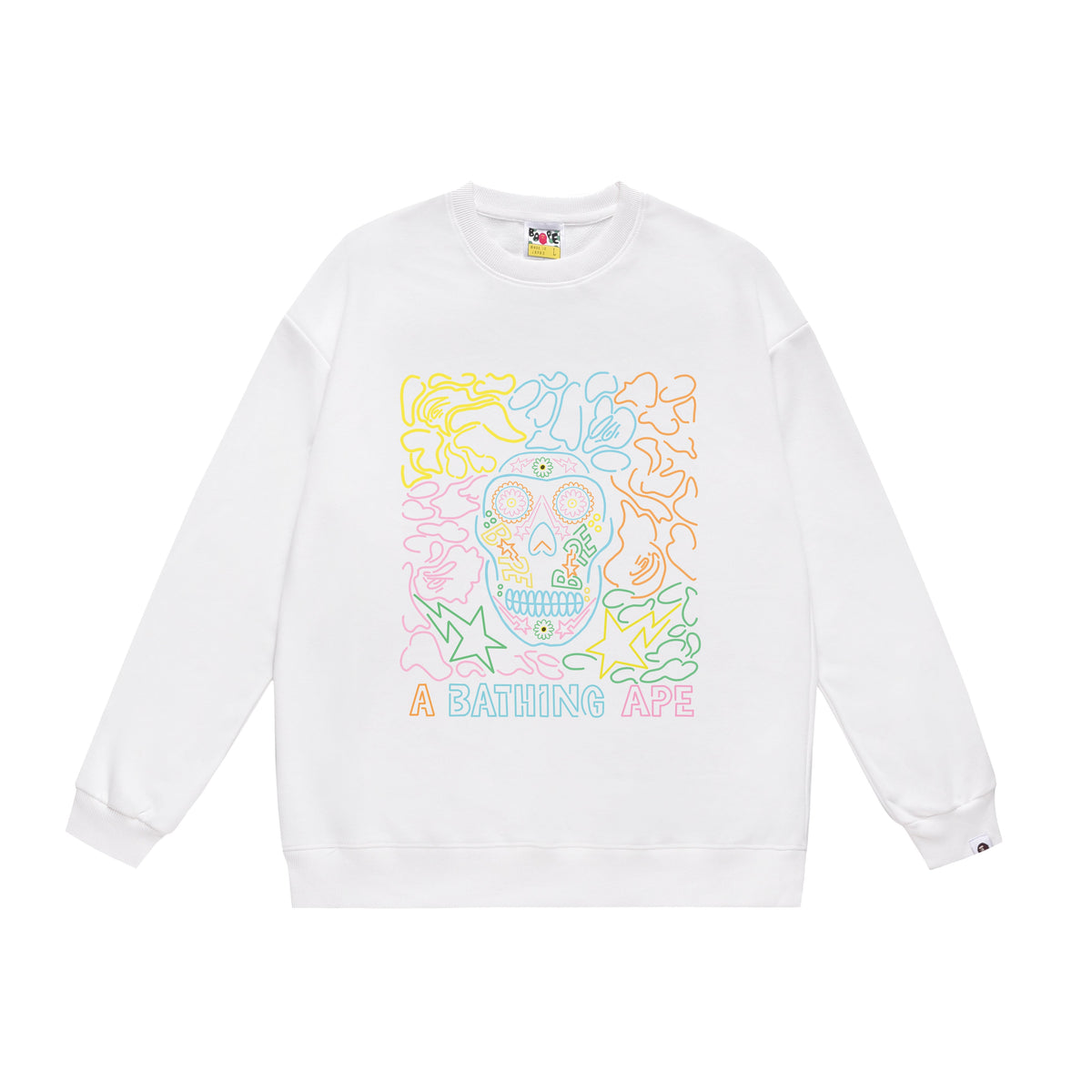BAPE Multicolor Skull Graphic Crew-Neck Sweatshirt