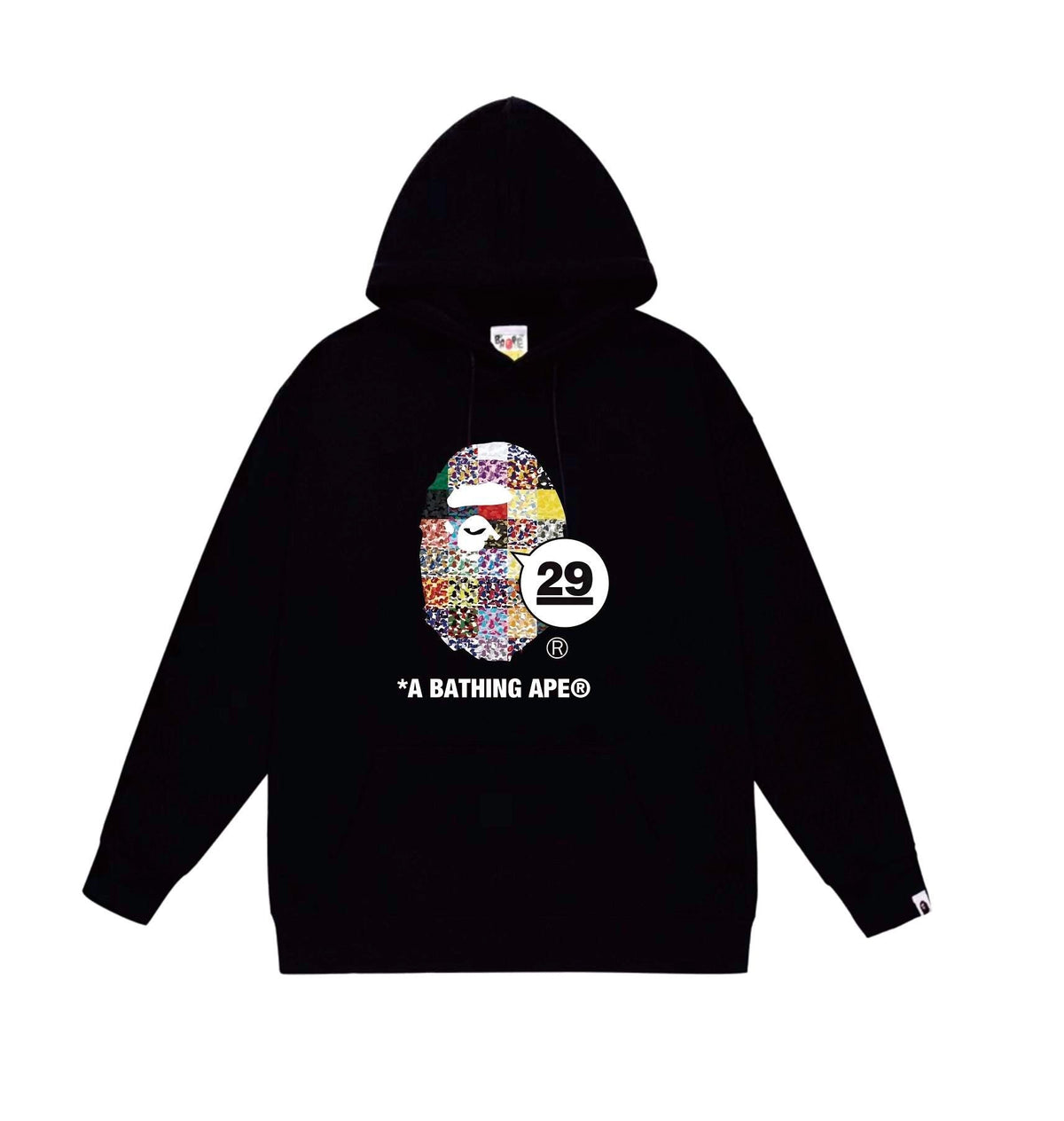 BAPE 29 Patchwork-Style Camo Ape Head Pullover Hoodie
