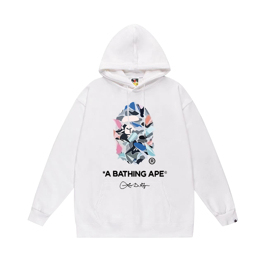 BAPE Pastel Abstract Ape Head Graphic Pullover Hoodie