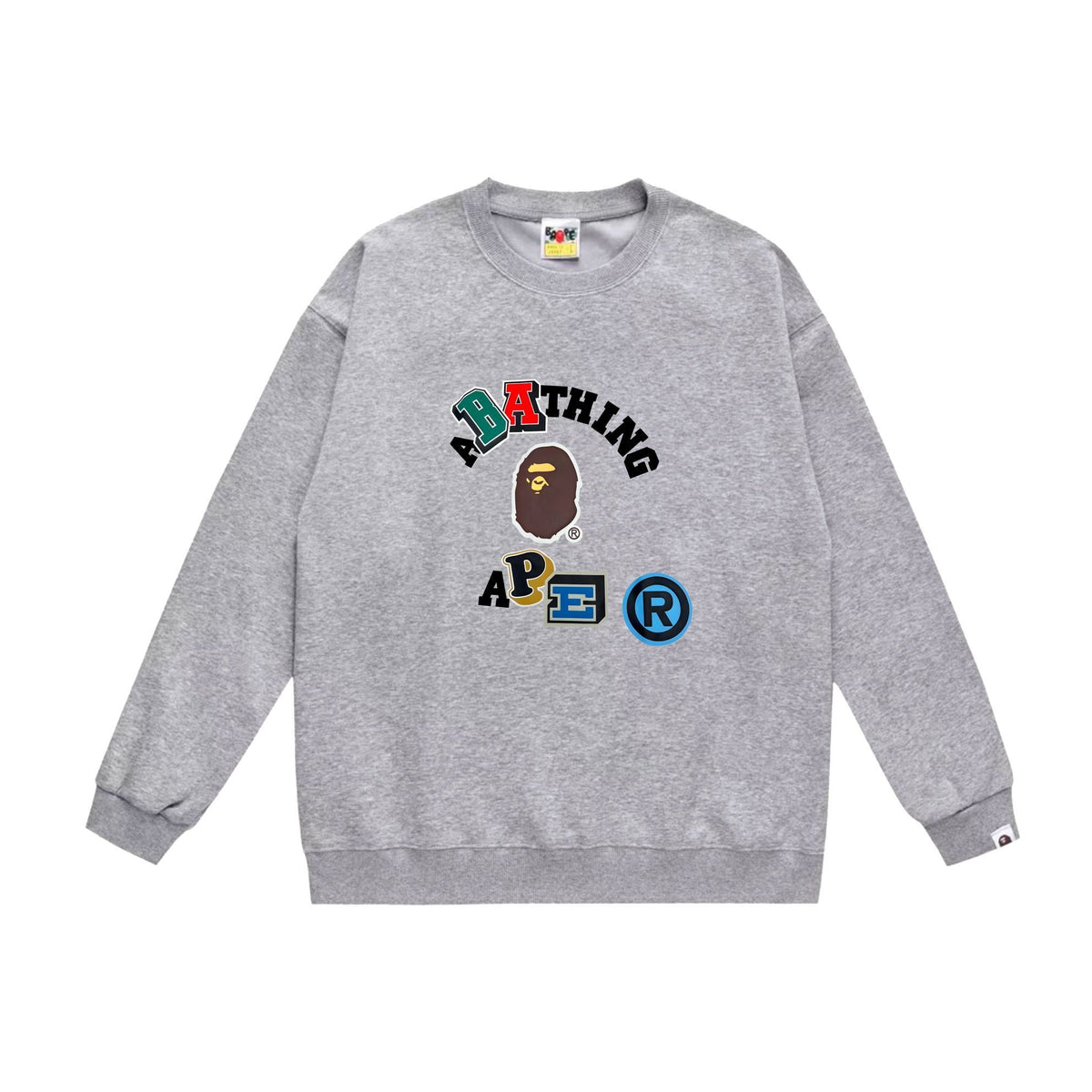 BAPE Mixed-Letter College Logo Crew-Neck Sweatshirt