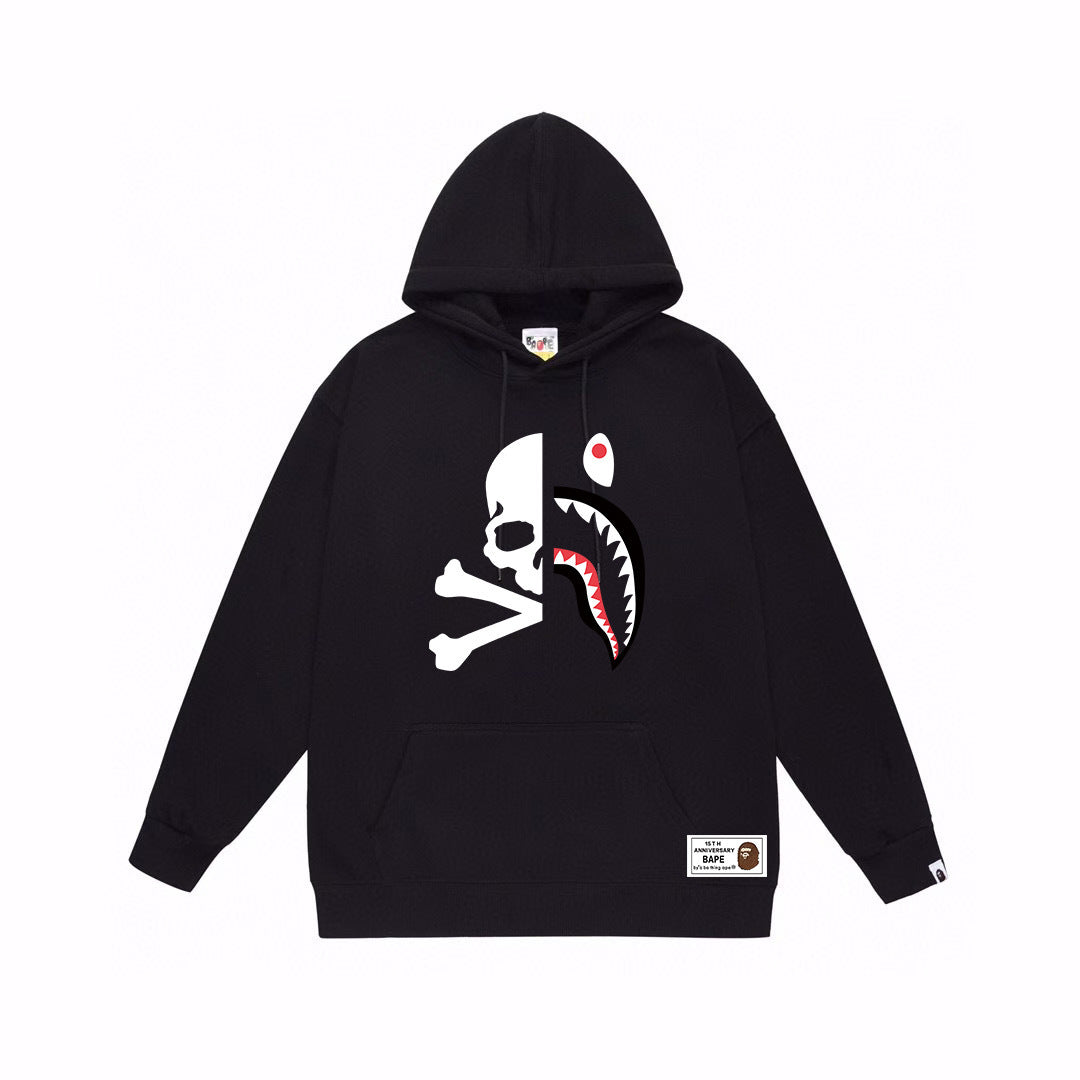 BAPE Split Skull & Shark Face Graphic Pullover Hoodie
