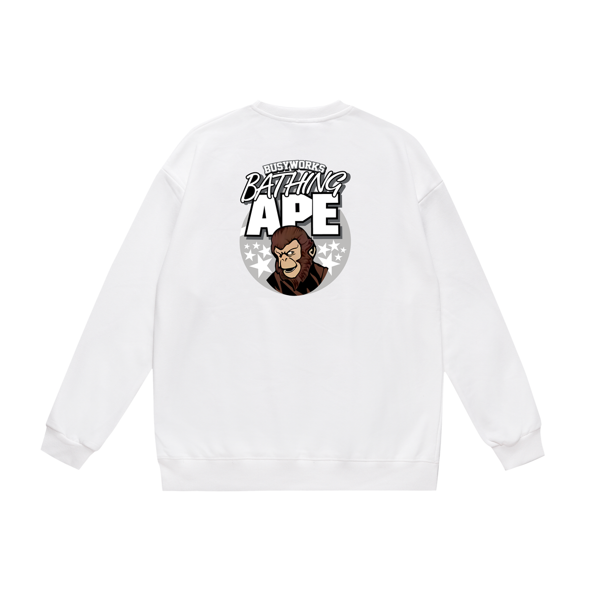 BAPE Busy Works Ape Character Graphic Crew-Neck Sweatshirt