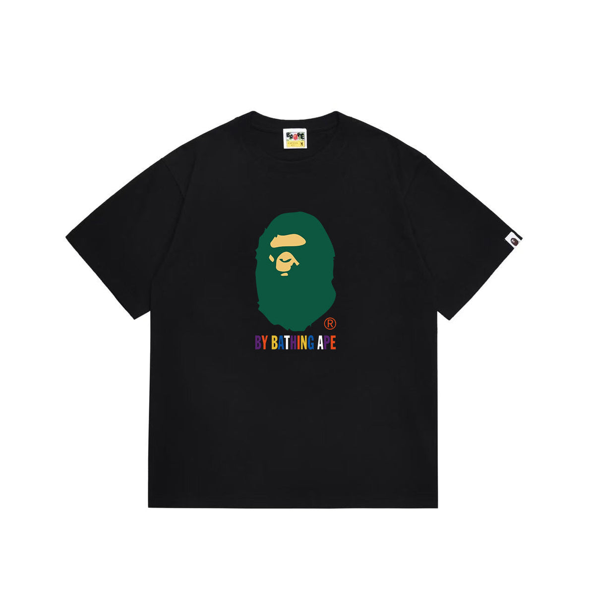 BAPE Green Ape Head & Multicolor Lettering Graphic T-Shirt