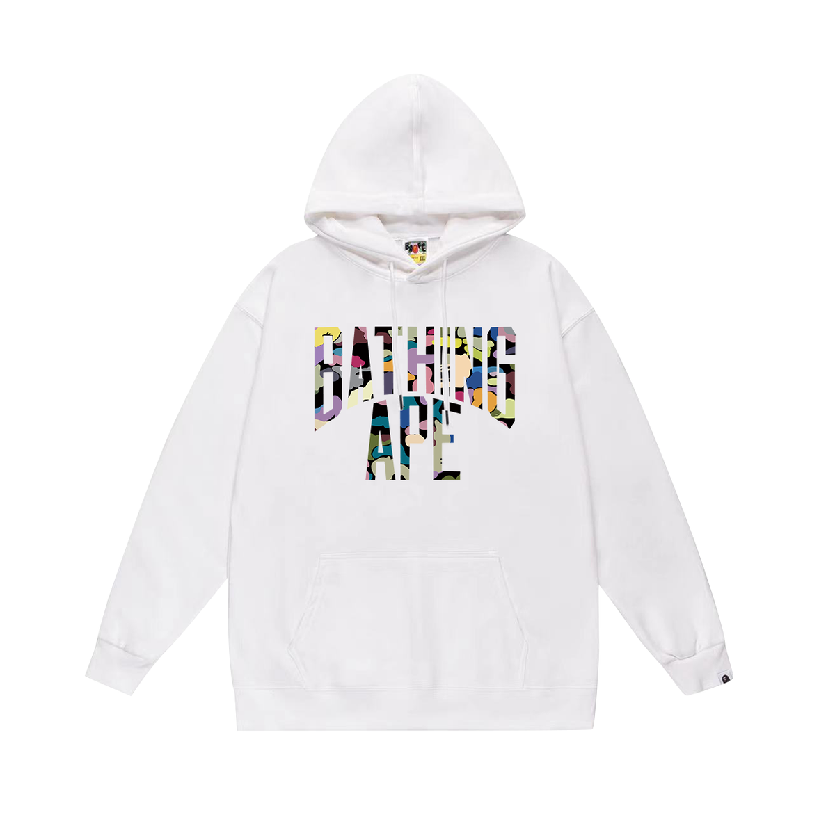 BAPE Multicolor Camo Bathing Ape Lettering Pullover Hoodie