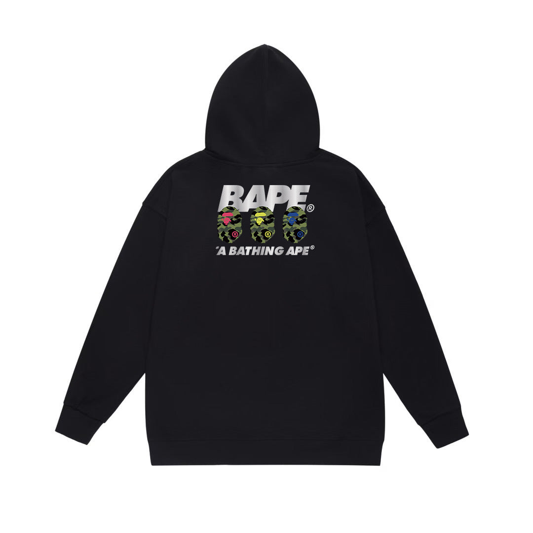 BAPE Camo Chest Logo & Triple Ape Head Pullover Hoodie